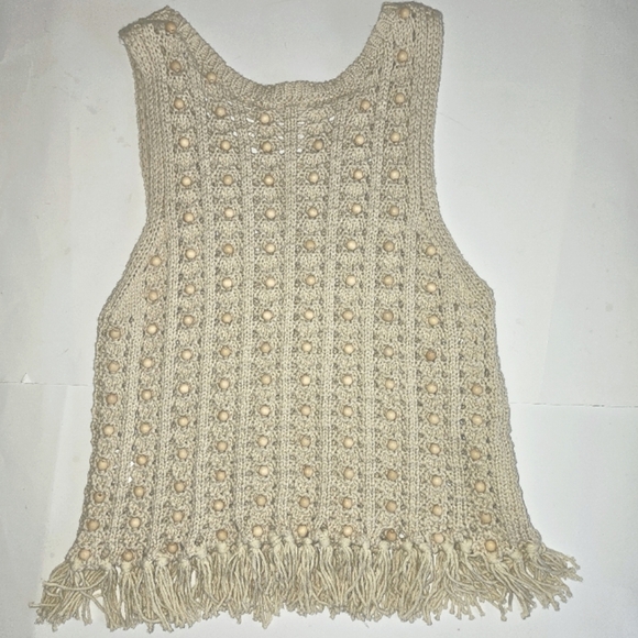 House of Harlow 1960 Scoop Neck Sleeveless Shell Knit Fringe Top - Picture 8 of 8